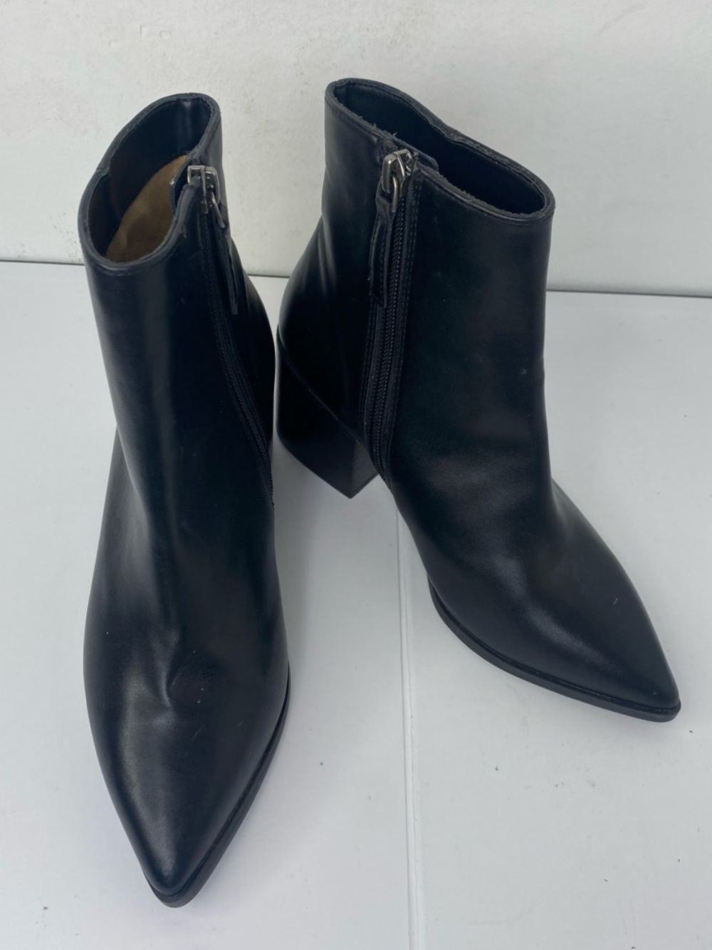 Paolo Mixed Sizes Black Pointed Ankle Boots with Side Zip